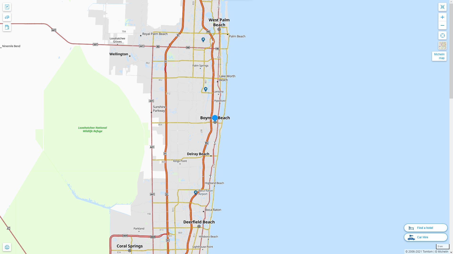 Boynton Beach Florida Highway and Road Map